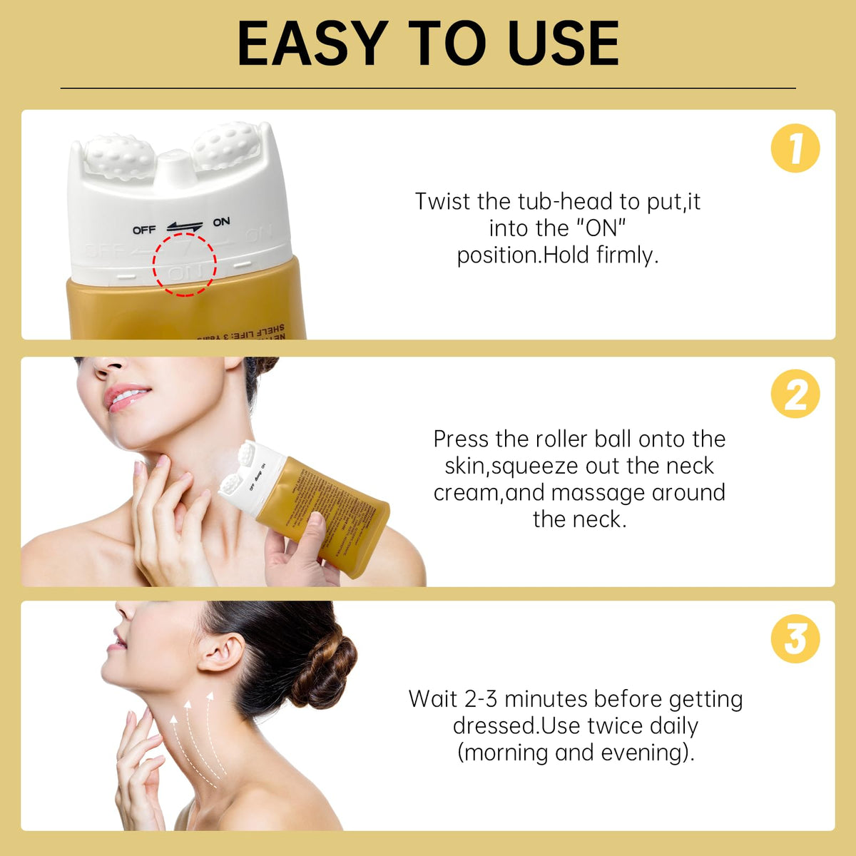 Angozo Ah-8 Firming Neck Cream,Neck Firming Cream,Tighten and Lift Neck Cream with Hexapeptide,Double Roller Massage, Reduce Wrinkles Fine Lines and Double Chin, Firm,Moisturizing and Lift Sagging Skin(120g)