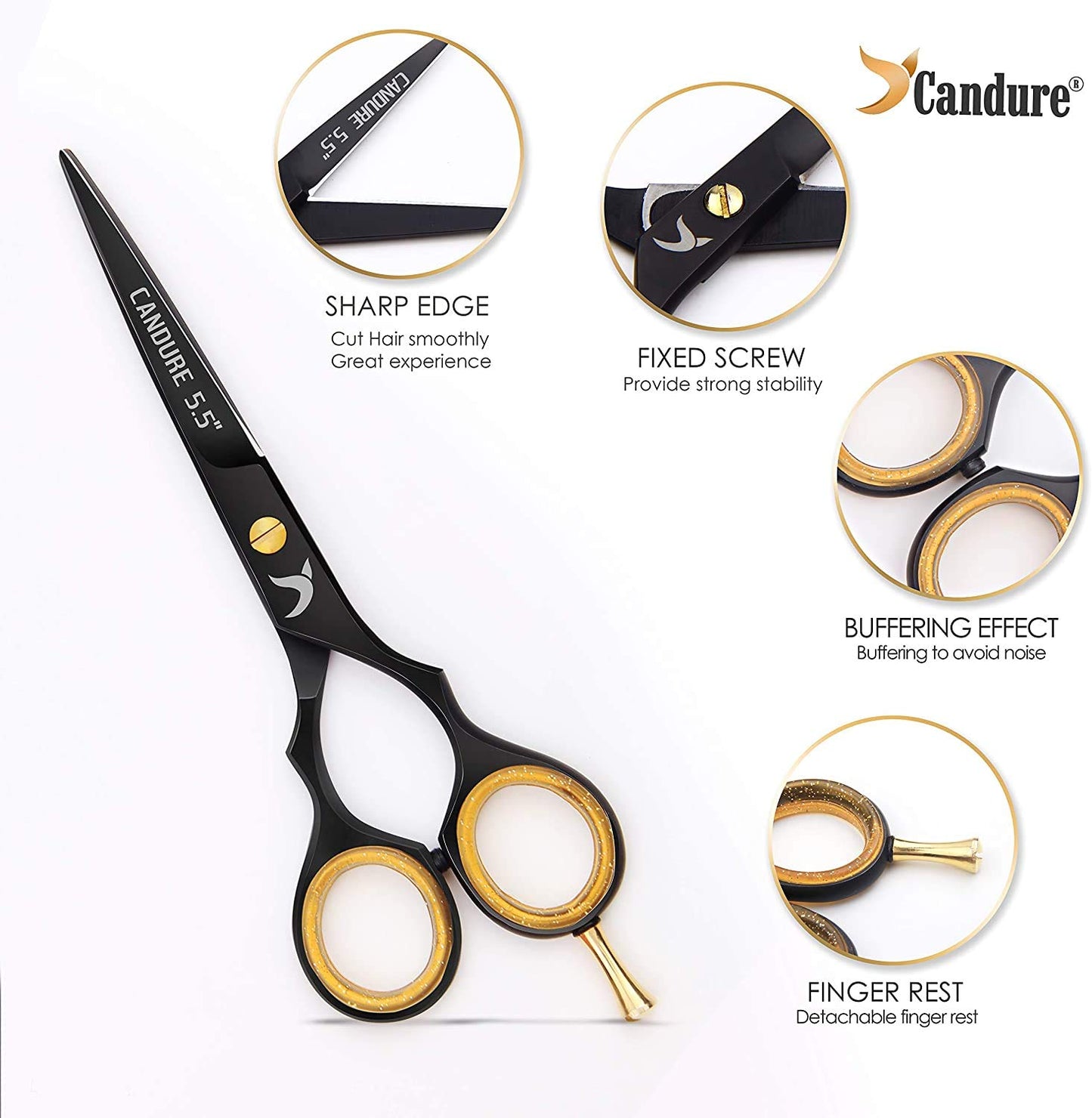 CANDURE Candure Hairdressing Cutting Scissors Barber and Thinning Salon Shears Set 5.5 inch