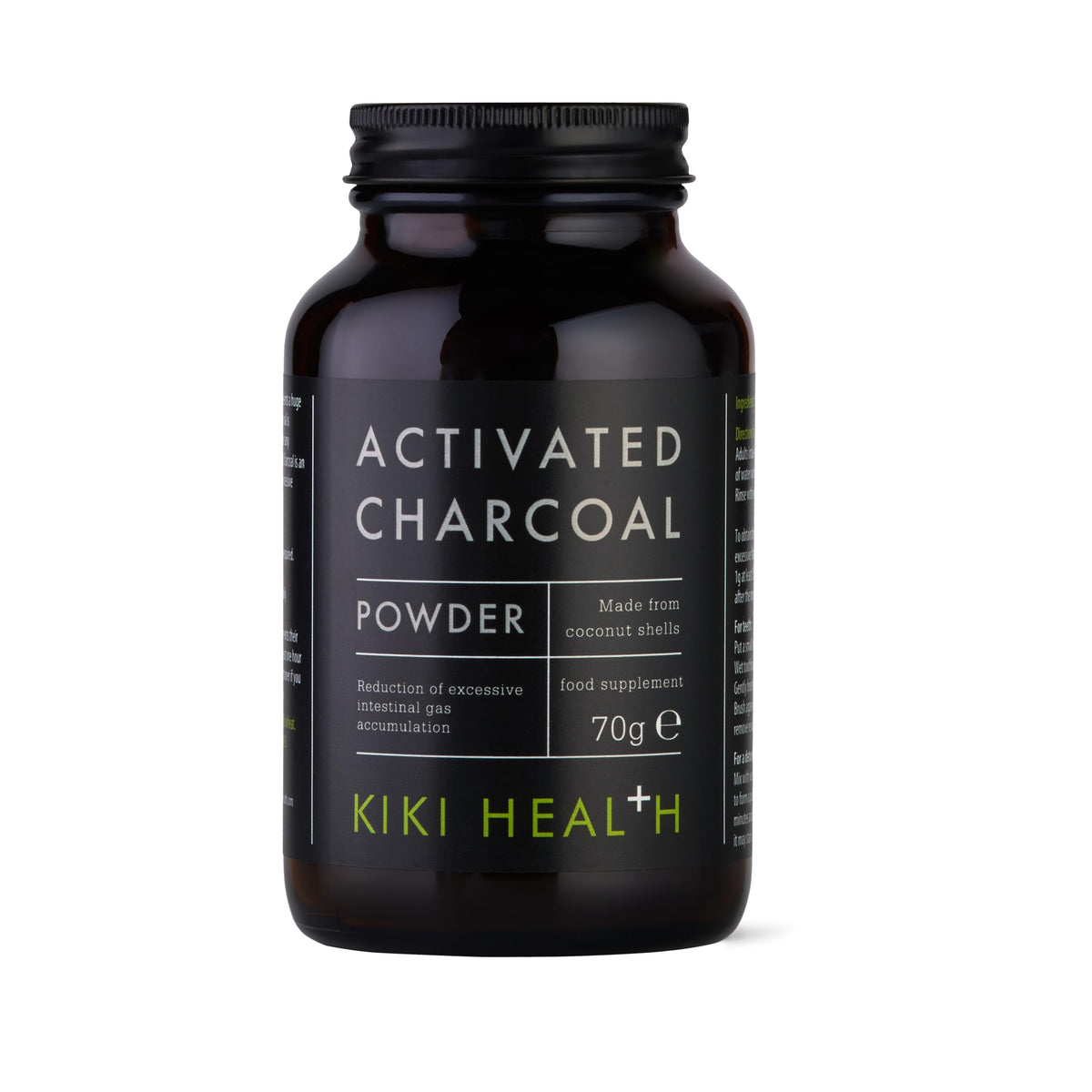 KIKI HEALTH KIKI Health Activated Charcoal Powder | Teeth Whitening Made from Coconut Shells | Food Grade Detox Supplement | Natural Relief Flatulence Indigestion Body & Mind | Vegan & Gluten Free – 70g