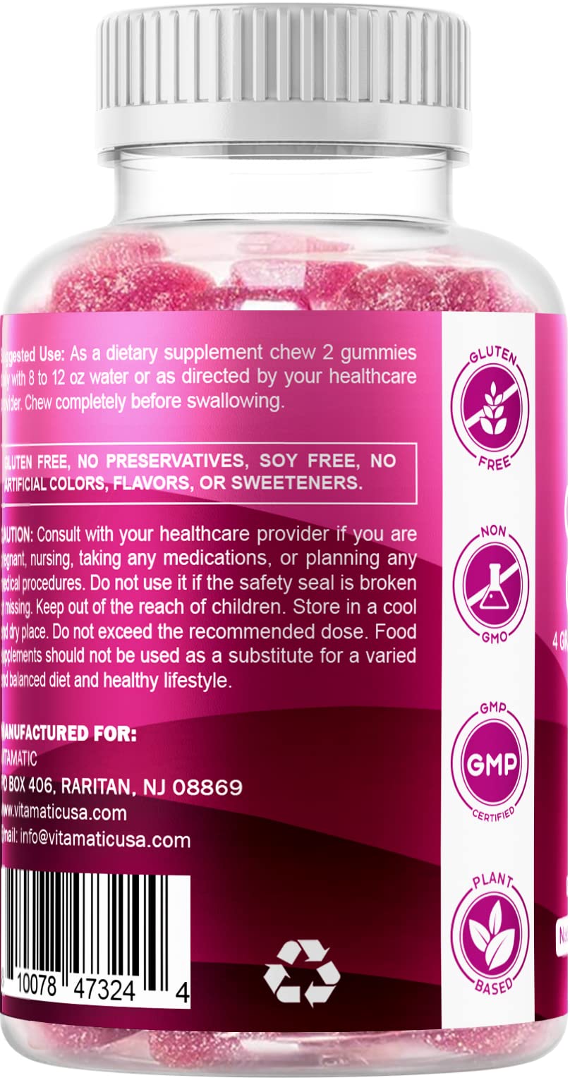 Vitamatic Glucose Chweble Gummies - 60 Count - Natural Raspberry Flavor - 4G of Carbohydrate per Serving