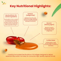 Ved VED Sea Buckthorn Oil Soft Capsules | Boost Immune System | Omega-7 500 mg | 120 Softgels.