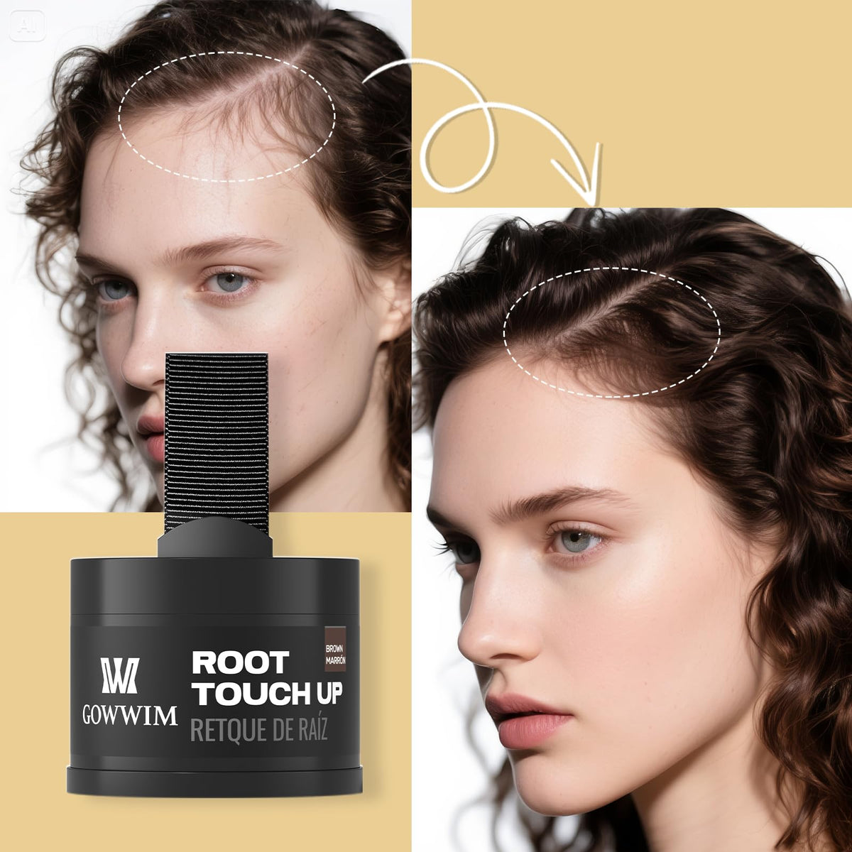 gowwim Gowwim Root Touch up Powder, Instantly Gray Hair Cover up Hairline Powder for Women & Men Waterproof and Sweatproof Root Cover Up Long-Lasting for Thinning & Loss Hair