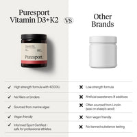 Puresport 4000IU Vitamin D3 + K2 Vegan Supplement, 60 Daily Capsules