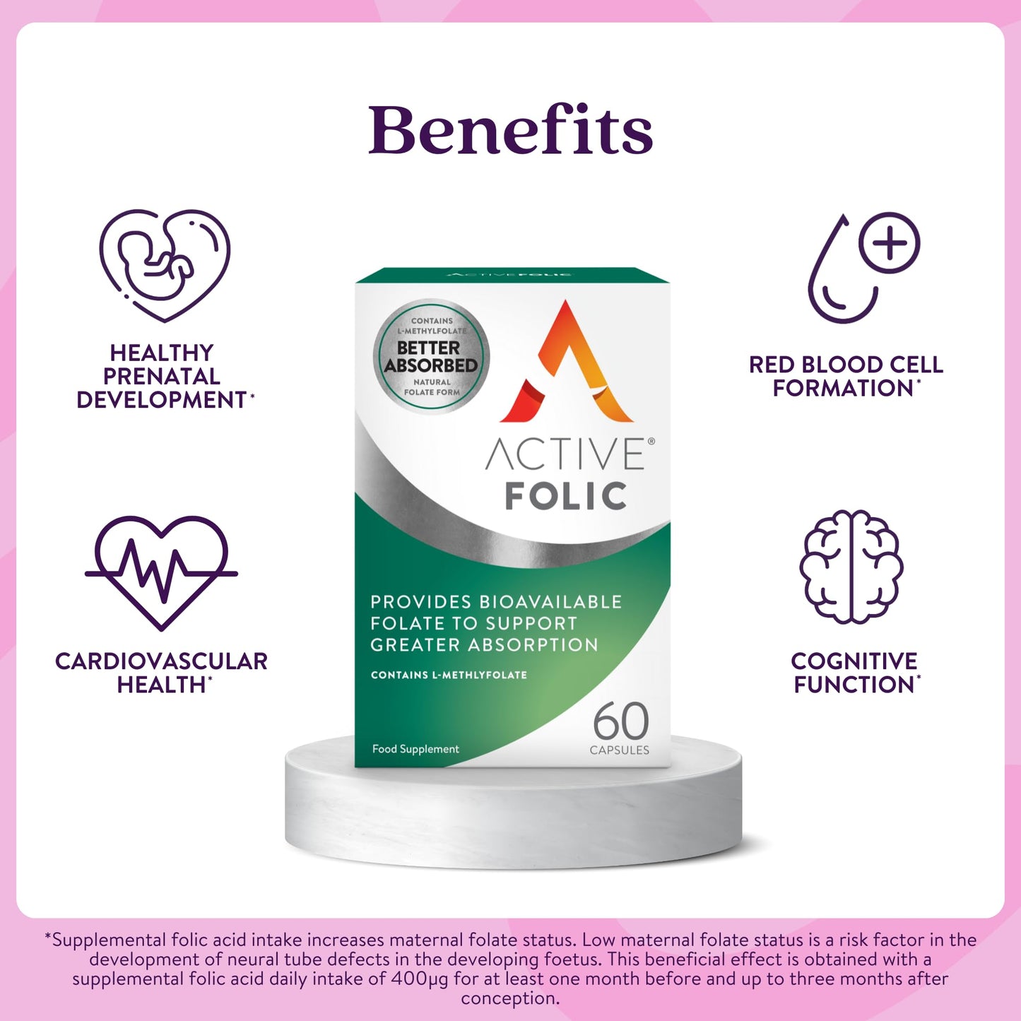 Solvotrin Active Folic 400 mcg – L-Methylfolate Folic Acid Supplement – Highly Absorbed, Vegan – Supports Pregnancy, Energy, Tiredness & Fatigue Reduction – 60 Capsules (2-Month Supply)