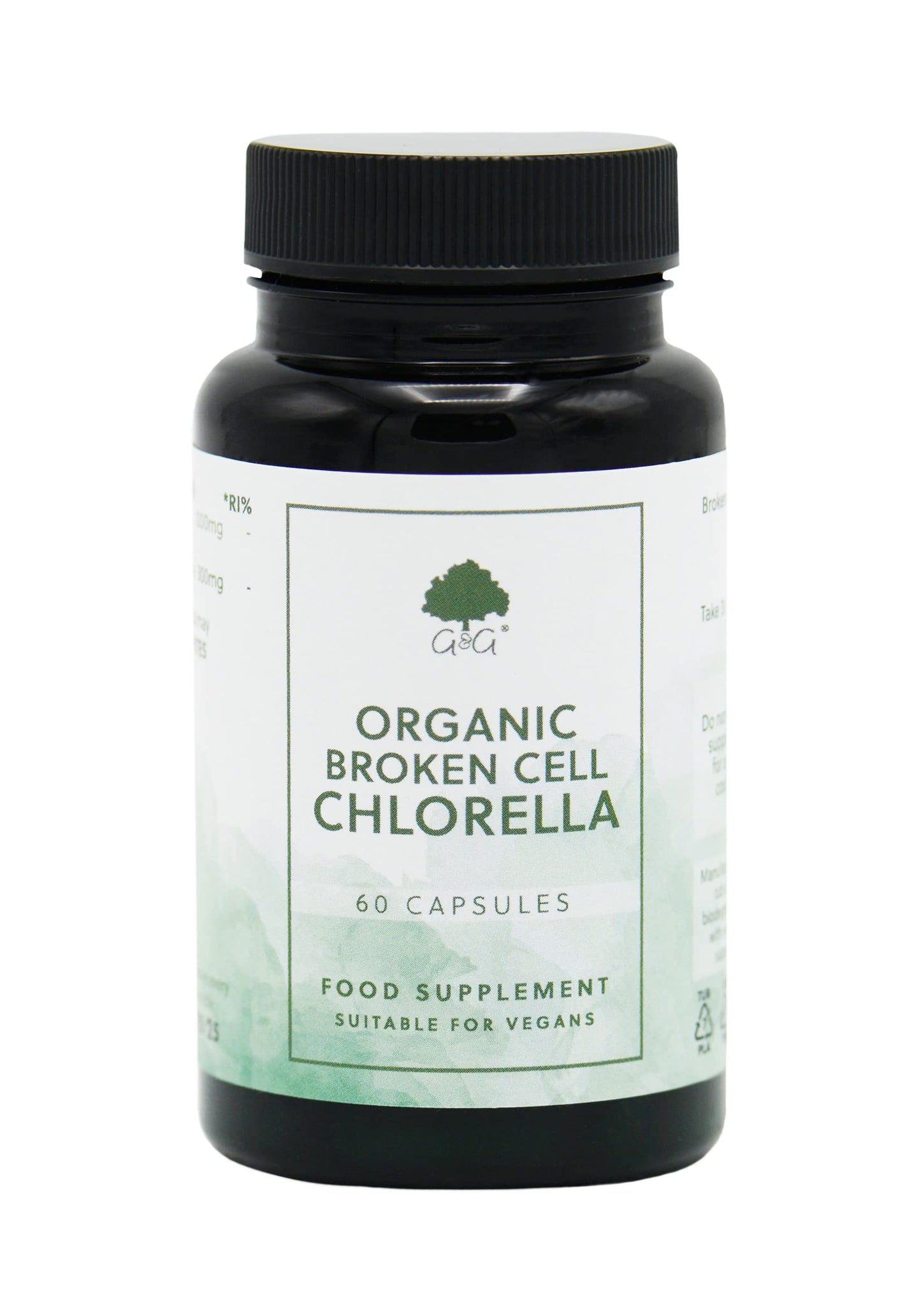 Organic Broken Cell Chlorella | 1200mg Organic Chlorella per 3 Capsule Dose | 60 Vegan Capsules | G&G Vitamins