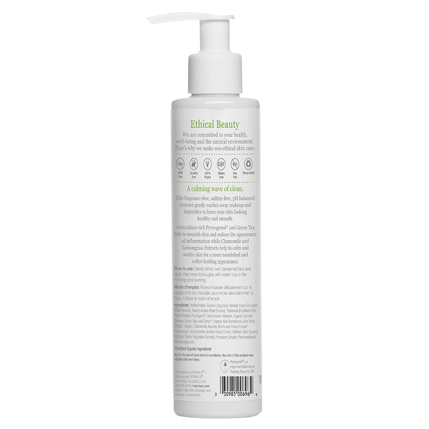 Derma E DERMA E Fragrance Free Sensitive Skin Cleanser with Pycnogenol, 6 Oz