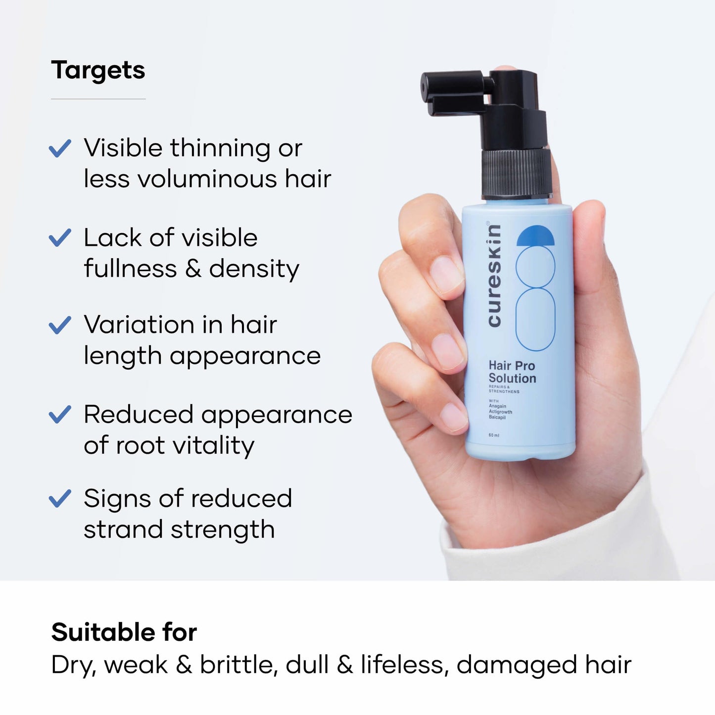 Cureskin Hair Growth Serum Rosemary Hair Spray | Rosemary Oil for Hair | Anti Hair Fall Serum for Men & Women | Strengthen Roots, Nourish Scalp, 60 ml (Pack of 2)