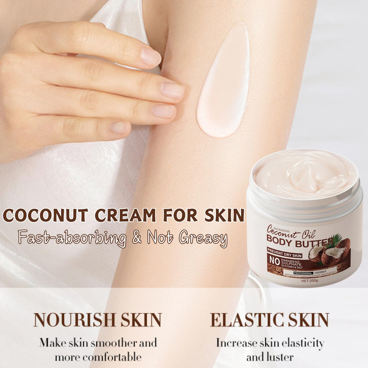 Tongyend Coconut Body Butter & Face Serum Duo | Coconut Moisturiser, 200g Hard Water Shield Body Cream + Face Serum for Dry Skin, Natural Moisturiser Set for Silky Hydration & Nourishing Care