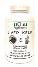 Boru Supplements Grass Fed Beef Liver and kelp Seaweed Capsules 600mg 180 Certified Organic kelp