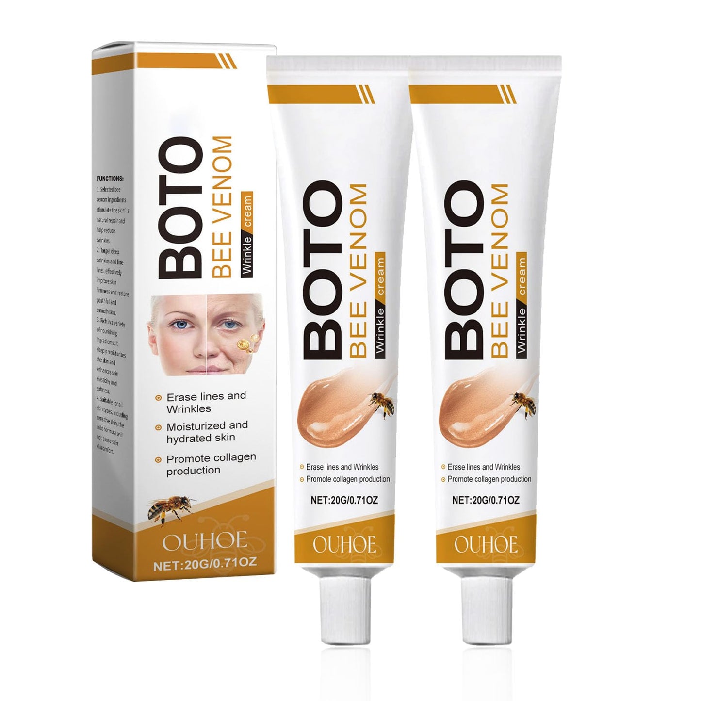 ISBEAUSOLS Bee Venom Cream - 2PCS Anti Wrinkle Face Cream - Anti Aging Face Cream for Skin Firming - Hydrating Face Cream - Boto Face Cream for Women - Face Moisturiser for Dry Skin - Moisturizing, Soothing