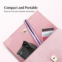 COSLUS Electric Nail Drill, Nail Files for Gel Acrylic Nature Nails, Adjustable Speed 0-20000RPM, Portable Manicure Pedicure Set with 6 Drill Bits 31 Sanding Bands, E File Gifts for Beginner Girl Women Mum