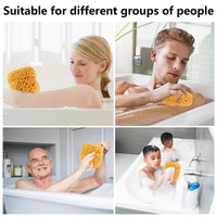Maxmoc Natural Sponge,2 Pcs Bath Sponges Honeycomb,Larger Shower Sea Sponge for Women Men,Exfoliating Deep Cleansing,Ultra-Soft for Sensitive Dry Skin (Yellow)