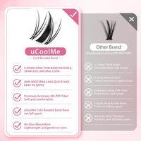 UCOOLME uCoolMe Fairy Lash Clusters Kit 8-18mm Manga Eyelash Clusters C Curl - WideSpan Wet-Look Spiky Anime Lashes Ultra-Thin Invisible Lash Band