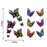 FFWHKON 126Pcs Butterfly Temporary Tattoo, 3D Temporary Tattoos Stickers