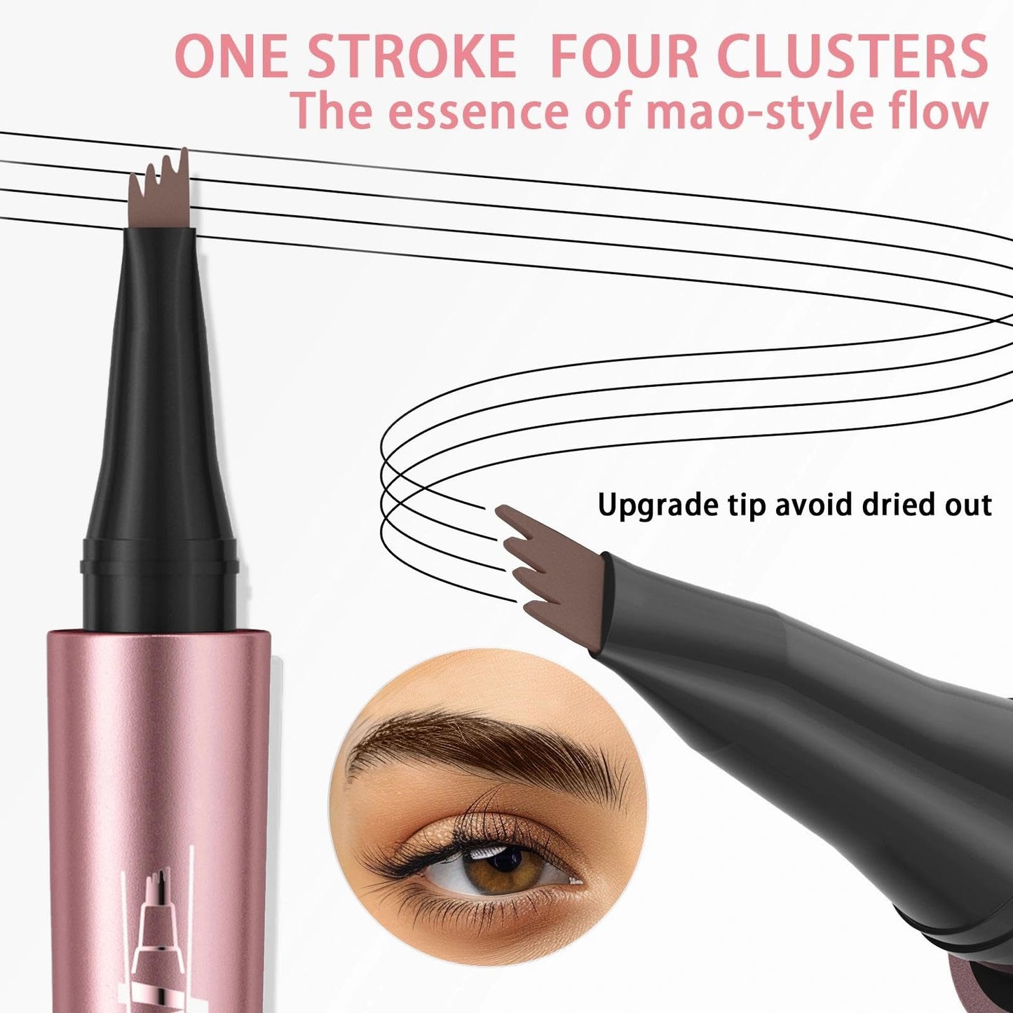 NatrLuxe 3D Waterproof Eyebrow Pencil – Magic Eyebrow Pen With 4-Tip Design, Dark Brown (02) – Long-Lasting Brow Tint For Flawless Makeup