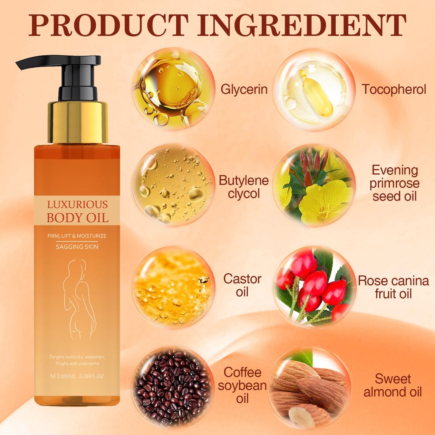 Ninnyi Magic Body Oil Firming, After Shower Magic Luxury Body Oil for Skin Tightening & Hydrating (100ml)
