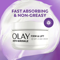 Olay Anti-Wrinkle Firm & Lift Giftset: SPF15 Day Face Cream 50ml + Night Cream Moisturiser 50ml, Anti-Ageing Skin Care