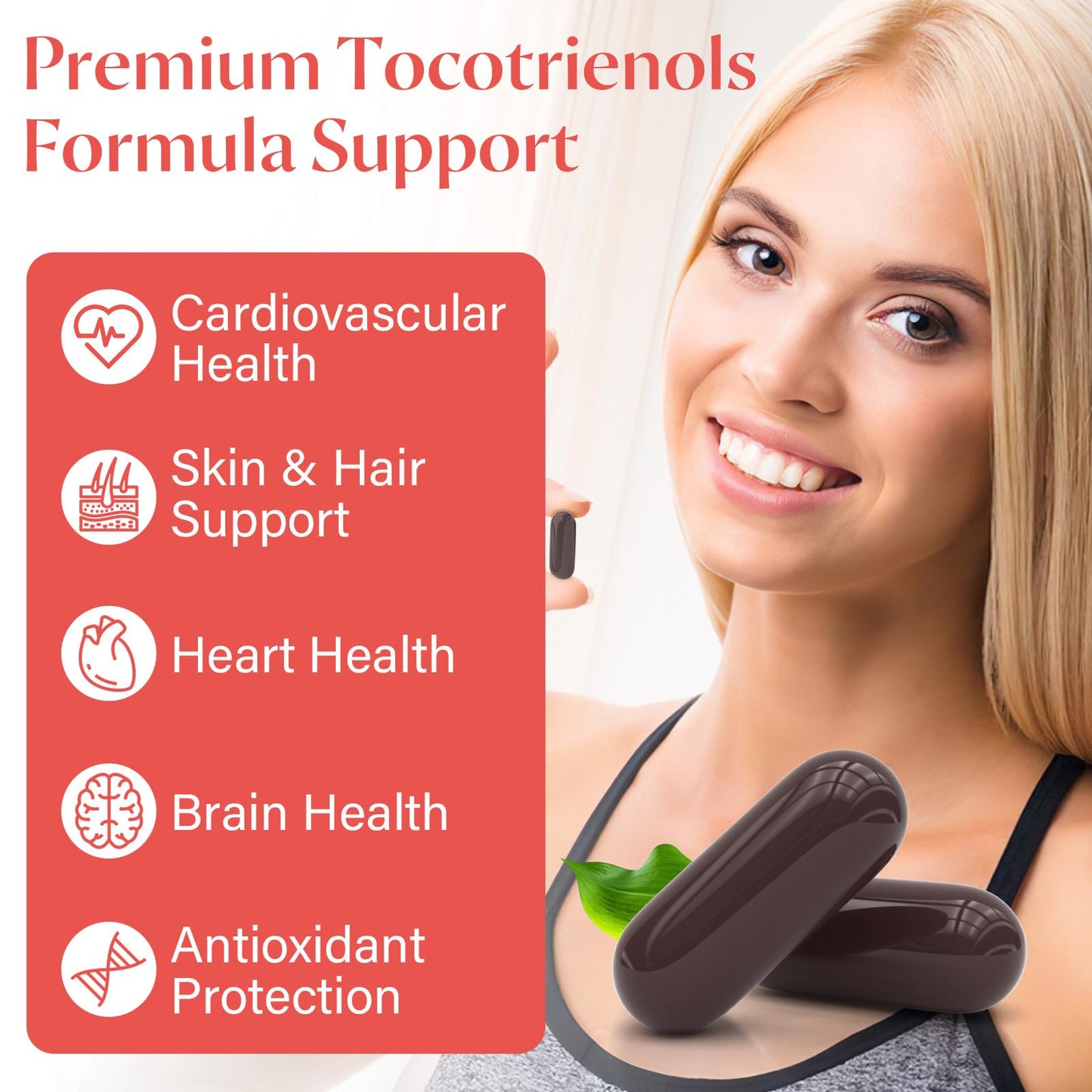 SanteAus Liposomal Tocotrienols Supplement 1000mg, Vitamin E, High Bioavailability, 95% Delta & 5% Gamma Tocotrienol Capsules, for Immune, Bone, Skin, and Antioxidant Support, No Fillers, No Soy