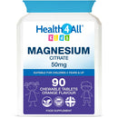 Health4All Kids Magnesium 90 Chewable Tablets for Anxiety, Sleep, Ticks. Tasty Orange Chewable Magnesium Supplement for Children 4+, Vegan, Sugar-Free | Made in UK | Alternative to Glycinate Gummies