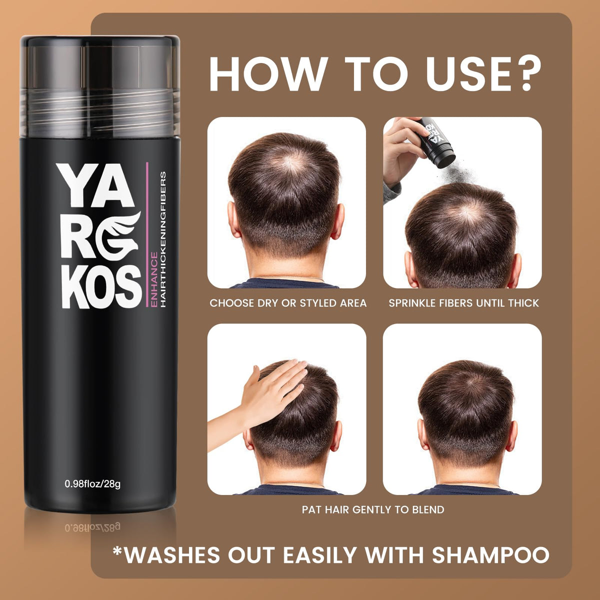 MIFANYO Instant Hair Thickening Fibers, Black, Hair Building Fibers for Conceals Hair Loss, Instantly Hairline Filler Powder for Thinning Hair, Women Root Touch Up, Men Bald Spot Cover Up