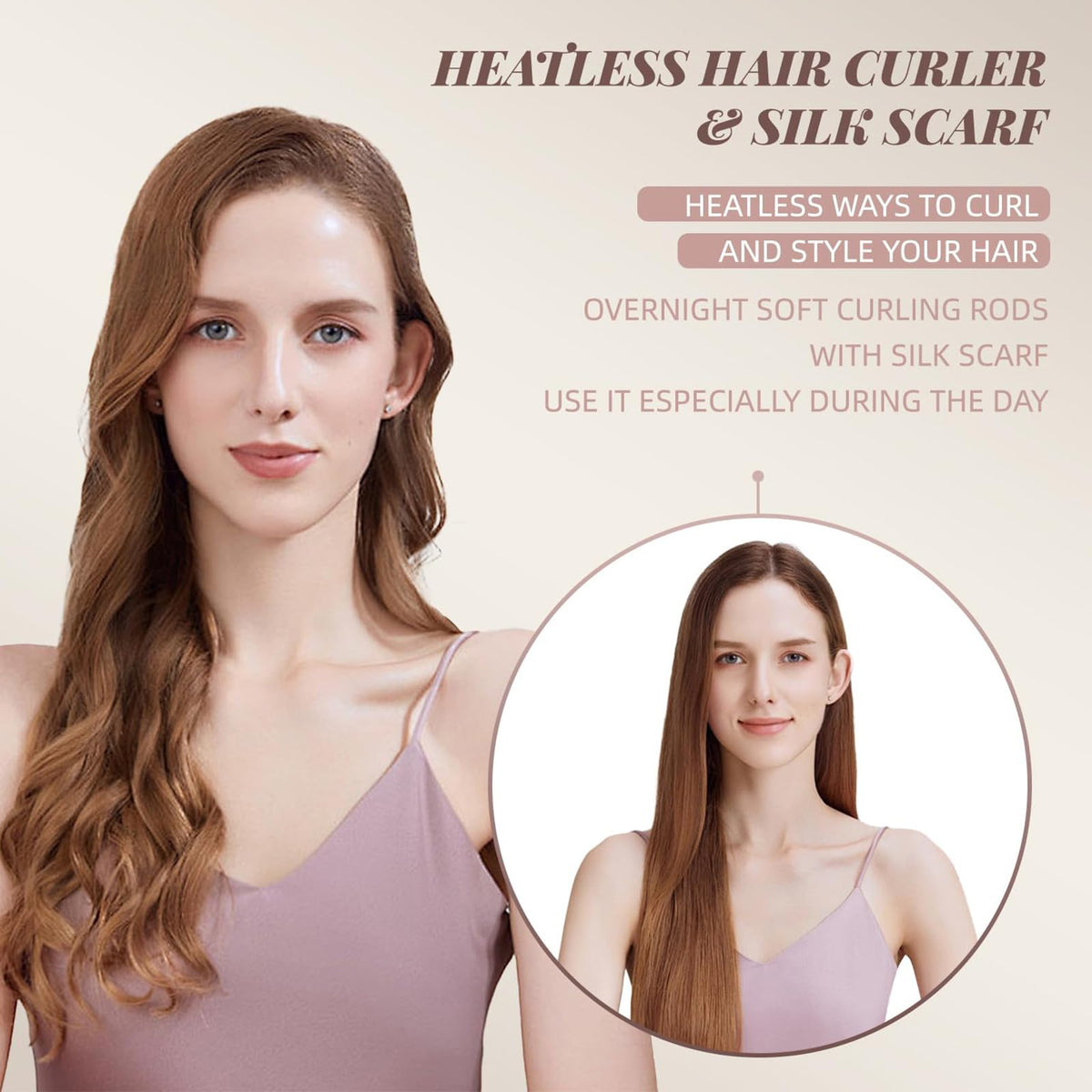 JBLJDWD 9 Pcs Heatless Blowout Rods, Heatless Curling Rod, Easy to Use Blowout Rods No Damage to Hair Heatless Curls for Curl Rods Women Long Hair Styling Tools for All Hair Pink