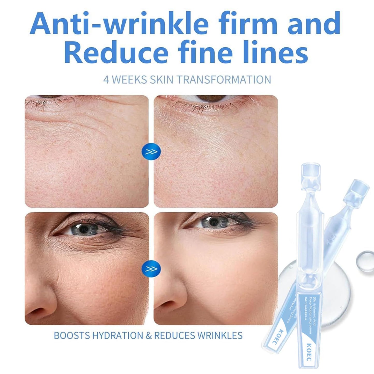 Fashion Base UltraHydrating Serum 5% Hyaluronic Acid Smoother Skin,Hyaluronic Acid Serum for Face,4D Hyaluronic Acid Tubes,Pre-makeup SkinCare|Anti-Aging serum for face Single-Use Vials Skincare(30pcs)