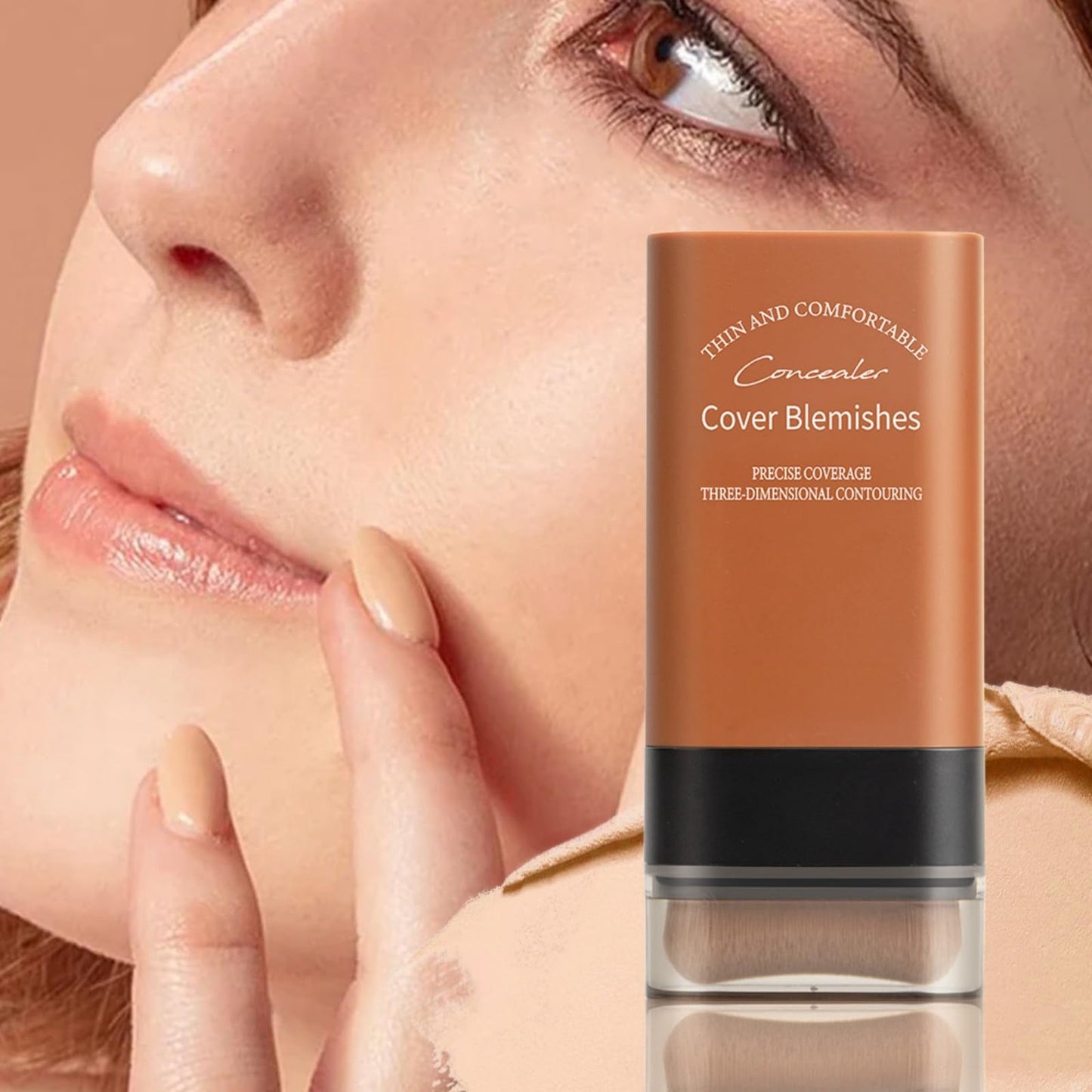TONISABERY Makeup Foundation Stick,Foundation Stick with Built-In Foundation Brush,Full Coverage Foundation Stick,Foundation for Mature Skin,Long Lasting Make Up Foundation,Multi-Use Skin Tint Foundation,02