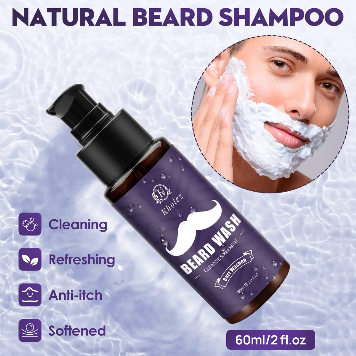KHOLEZ Beard Grooming Kit, Beard Growth Kit w/2 Beard Oil/Beard Wash/Beard Balm/Beard Comb/Beard Brush/Scissors/Beard Shaper,Storage Bag,Beard Care & Trimming Kit Beard Kit Father's Day Gifts for Men Him