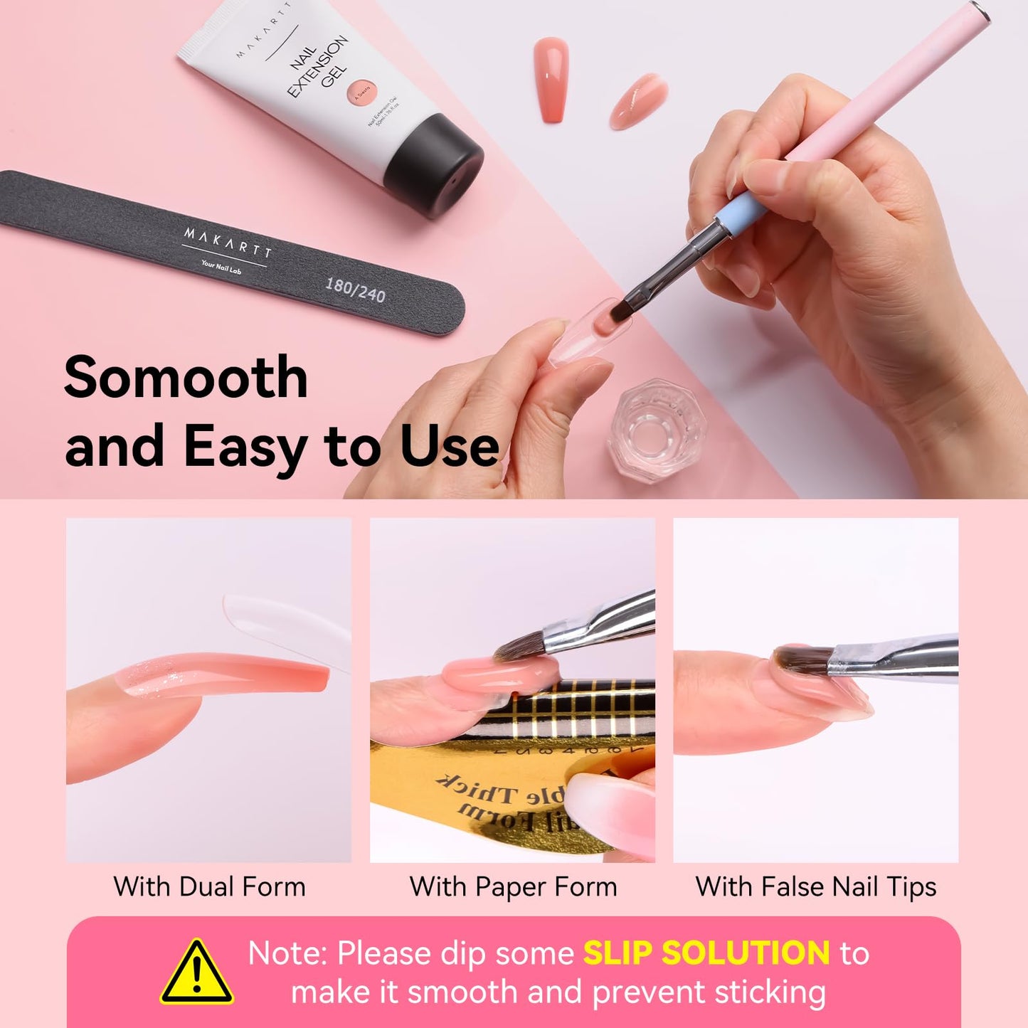 Makartt Poly Nail Gel, Long Lasting 3D Gel for Nail Art, Quick Nail Builder Extension Gel 50ML, Natural Look White Pink Clear Rosy for Technician Starter DIY Salon for Woman (A-Siesta)