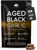 Aged Black Garlic 12,000mg - 120 Capsules | Black Garlic Bulb Extract 100:1 | Aged for Over 6 Months | Antioxidant and Cholesterol Support | Gluten Free - Made in the UK by Hellenia
