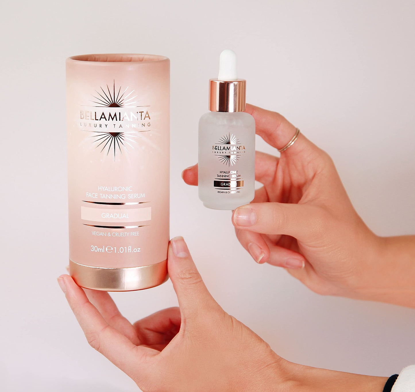 Bellamianta Gradual Hyaluronic Face Tanning Serum - Hydrating, Buildable Tan Serum - Skincare Tanning Bronzing Combo, Nourishes and Enhances Skin Contains Vitamin B, C & E - All Skin Types - 30ml