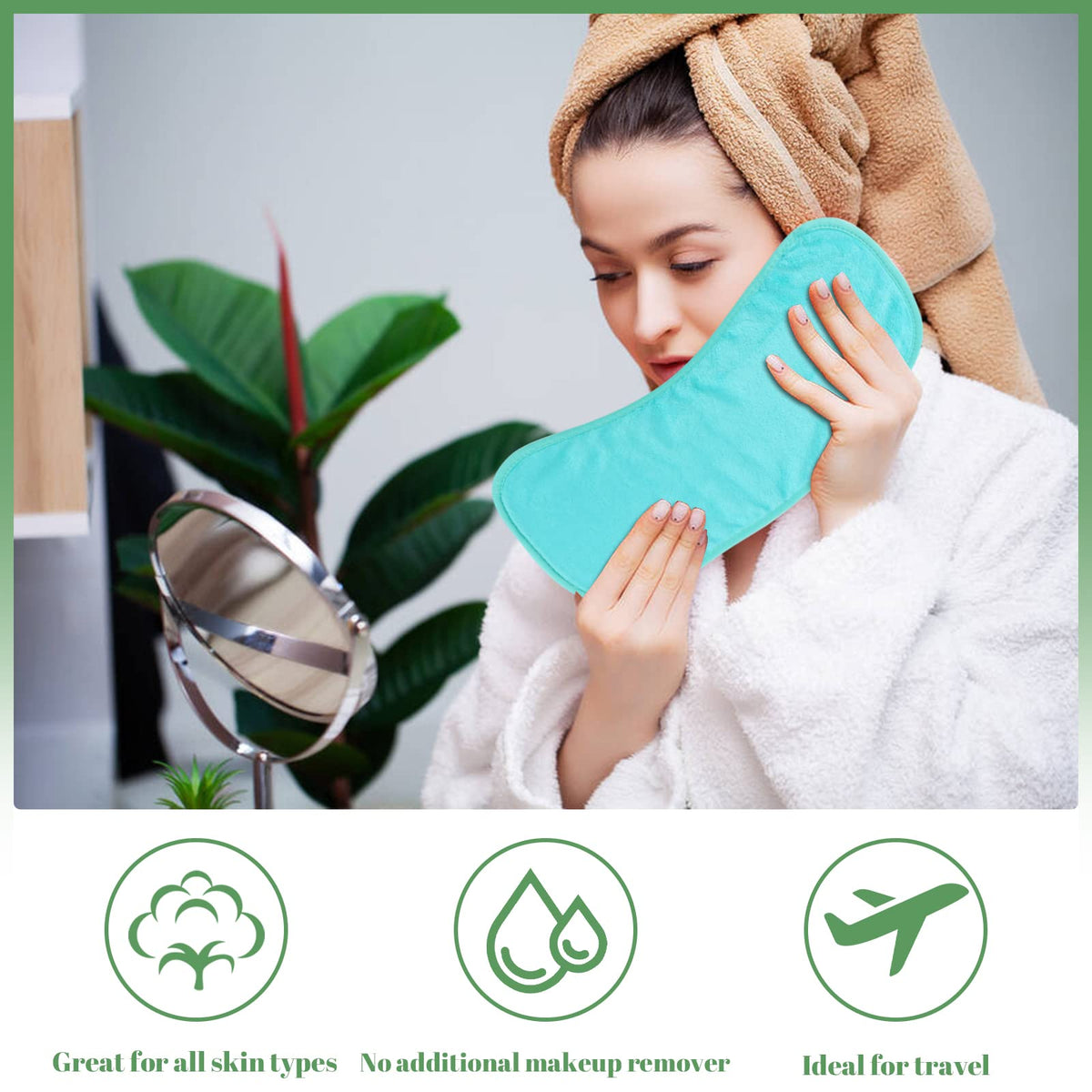 Lanjue 5 Pack Make Up Remover Cloth, 15.75 * 7.87in Flannel Face Cloth Face Wipes for Sensitive Skin Make Up Removing (Black+Violet+Cherry Red+Green+White)