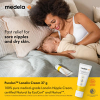 Medela Purelan Lanolin Nipple Cream, Fast Relief for Sore Nipples and Dry Skin, Made with Natural Ingredients, Hypoallergenic and Dermatologically Tested, Formulated Without Fragrance, 37 g