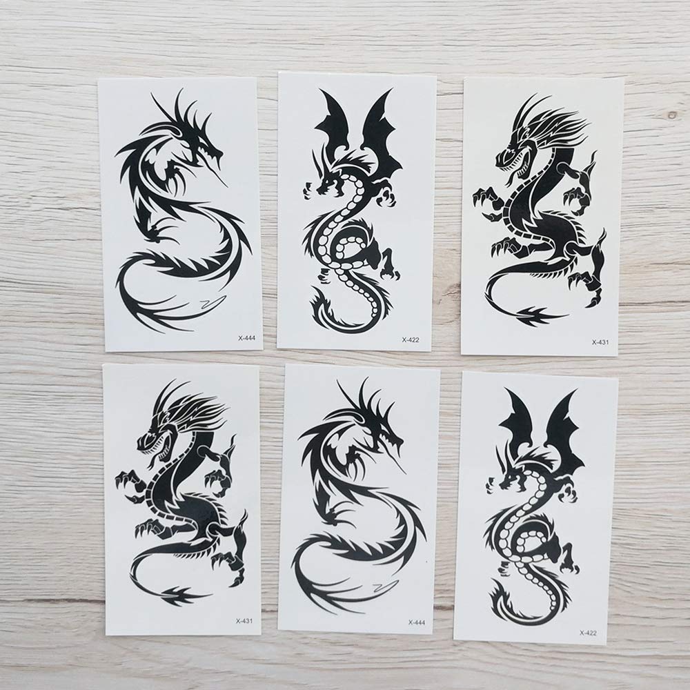 Small dragons Temporary Tattoos Stickers for kids Women Men Girls 6 Sheets, Fake dragon lovely Tattoos Paper Body Sticker Set Party Favors,waterproof and Long Lasting body tattoos by Yesallwas
