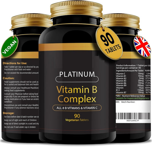 Generic Vitamin B-Complex Tablets, Ultra, 90 Tablets.