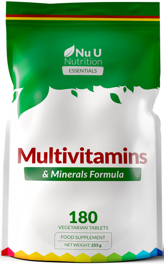 Nu U Nutrition - A-Z Multivitamin Tablets for Women & Men - 180 Tablets - 6 Month Supply - 25 High Strength Essential Nutrients Including Iron, Zinc, Magnesium, Vitamin B12, C & D3 - Made in the UK