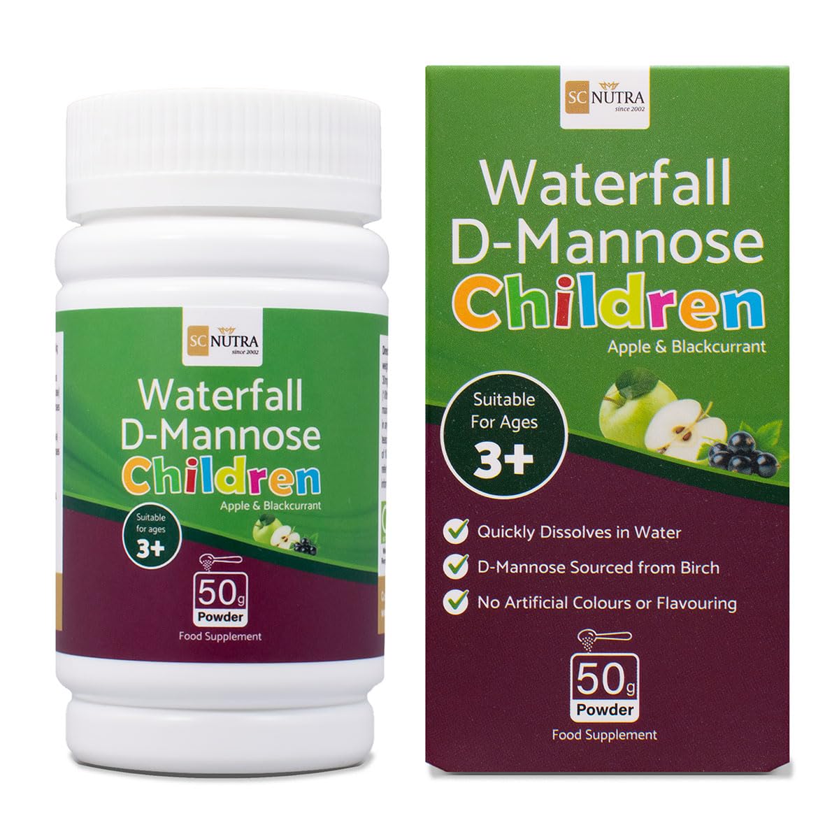 sc nutra Waterfall D-Mannose Children - Apple & Blackcurrant - Infant D-Mannose - Suitable for Girls & Boys aged 3+ SC Nutra (Sweet Cures)