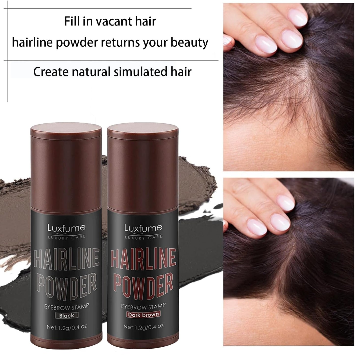 Shengqialun Root Cover Up Powder, Hairline Powder Dark Brown, Hair Root Colour Touch Up Instantly, Hair Roots Concealer Waterproof & Sweatproof, Grey Hair Cover Up For Women Men