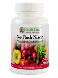 Health Leads ...Working With Nature No-Flush Niacin 490mg x 90 Capsules, Nicotinamide/Niacinamide - Flush Free Form of Vitamin B3/Niacin,Magnesium Stearate Free & No Nasty Additives, Vegan, Made in Wales