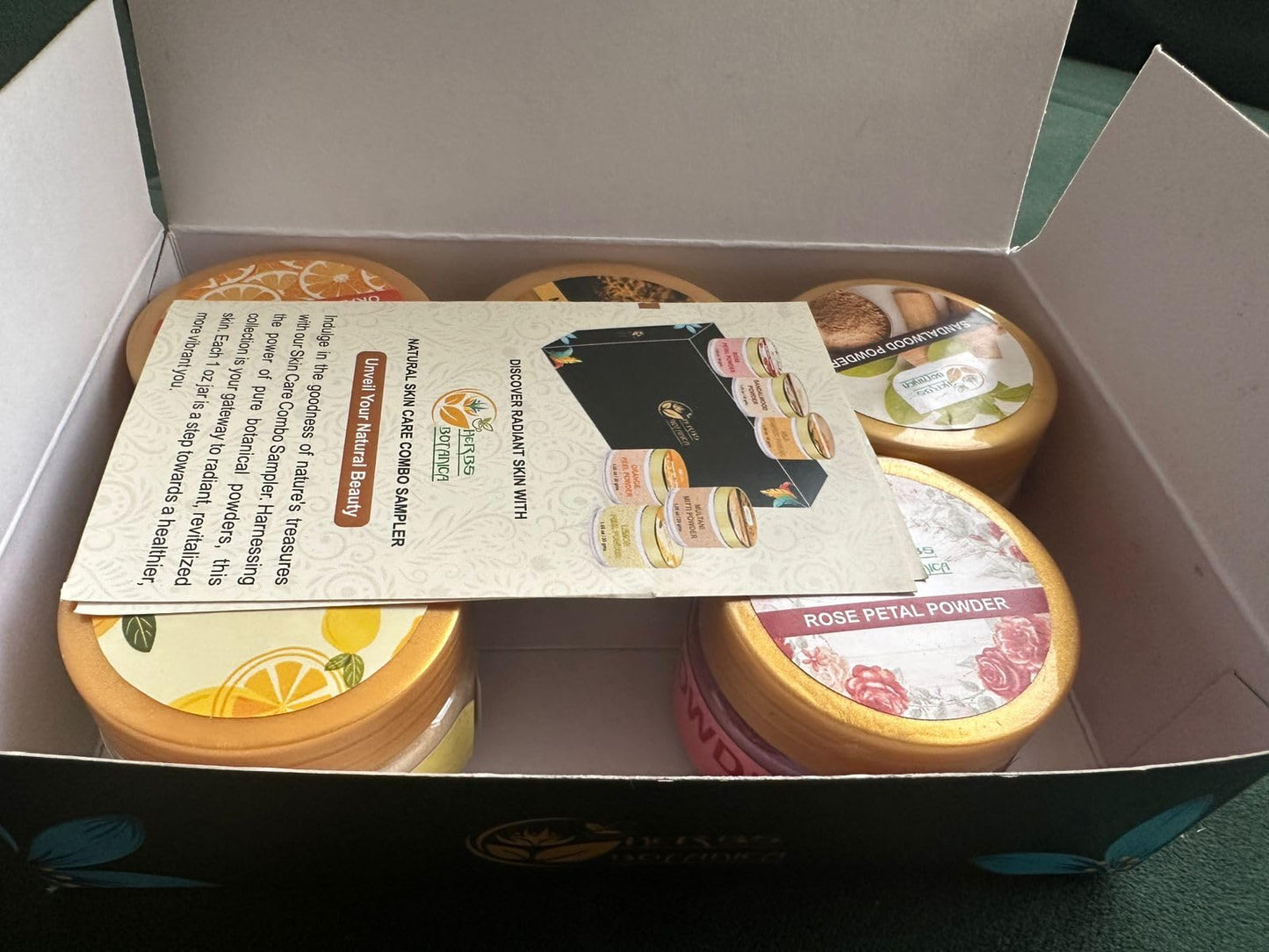 Herbs Botanica Skin Care Powder Sampler Gift Pack – 6 Varieties (1 oz Each) Sandalwood, Orange Peel, Lemon Peel, Rose Petal, Wild Turmeric & Multani Mitti Clay Facial Cleansing & Exfoliating Powders
