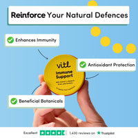 VITL Vitl Immune Support | Supports Everyday Immunity & Wellness | Immune Support Supplements with Vitamin D, Vitamin C, Zinc, Turmeric & Elderberry | Vegan Friendly | Pocket Tin (15)