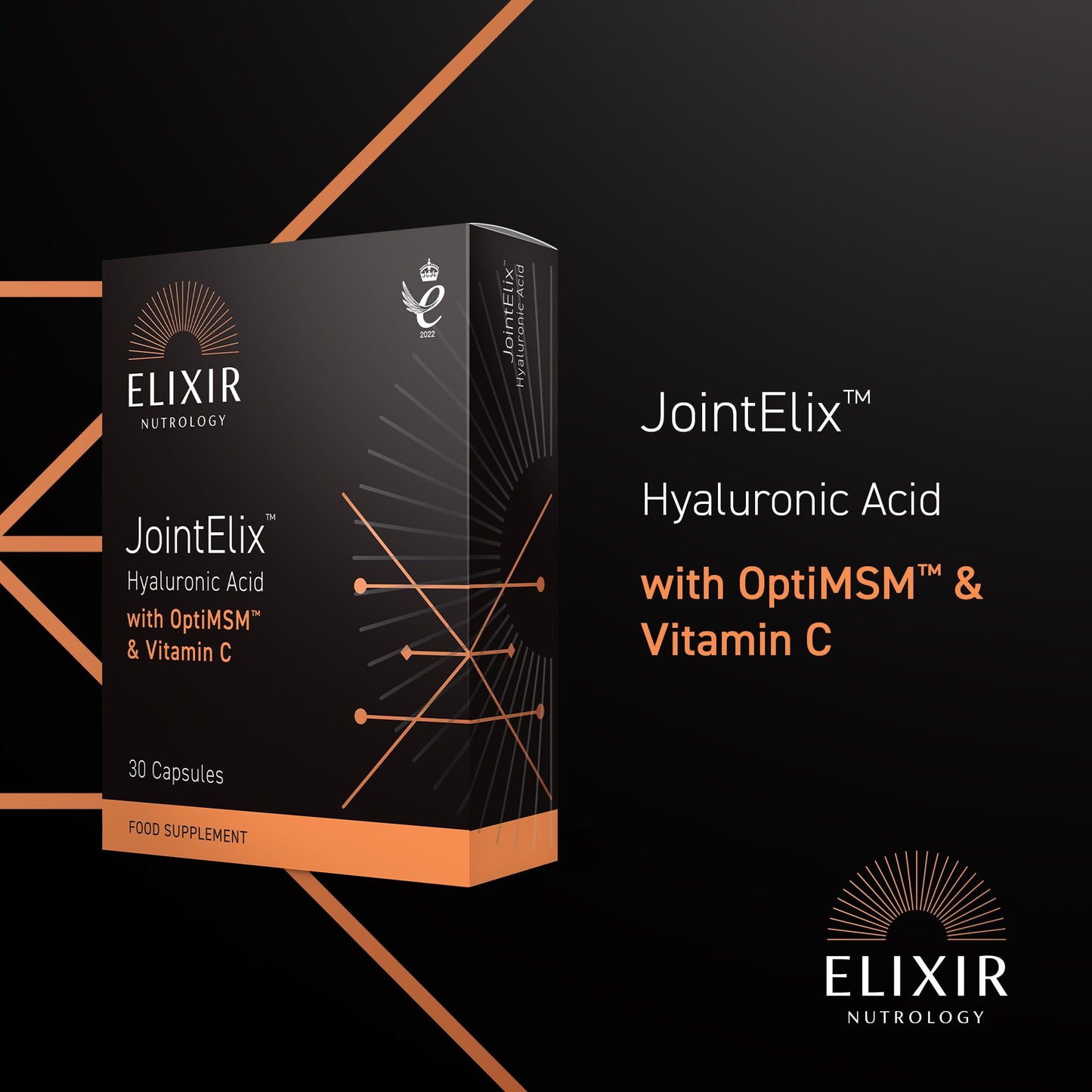 ELIXIR NUTROLOGY Joint Health Support Capsules | Hyaluronic Acid, Vitamin C & OptiMSM | Supports Normal Collagen Formation for Cartilage | Daily Joint & Mobility Nutrition for Adults | 30 Vegan Capsules | UK Made