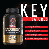 Medi-Evil Nutrition Excalibur Thermogenic Weight Management and Pre Workout Supplement 60 Large High Dose Capsules