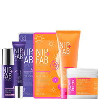 Nip + Fab Renew and Brighten Fix Regime Bundle | Smoother and Radiant Face Skin | Retinol Eye Cream, Sheet Mask, Serum | Vitamin C Concentrate, Scrub, Pads