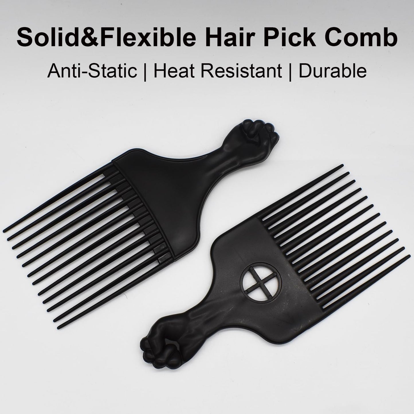 ZEROKIWI Professional Afro Pick Comb, Detangling Hairdressing Afro Braiding Rake Comb for Wig Natural African Thick Curly Long Short Hairstyling Men Women Barber Salon Hairstylist Tools (AB)