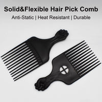 ZEROKIWI Professional Afro Pick Comb, Detangling Hairdressing Afro Braiding Rake Comb for Wig Natural African Thick Curly Long Short Hairstyling Men Women Barber Salon Hairstylist Tools (AB)