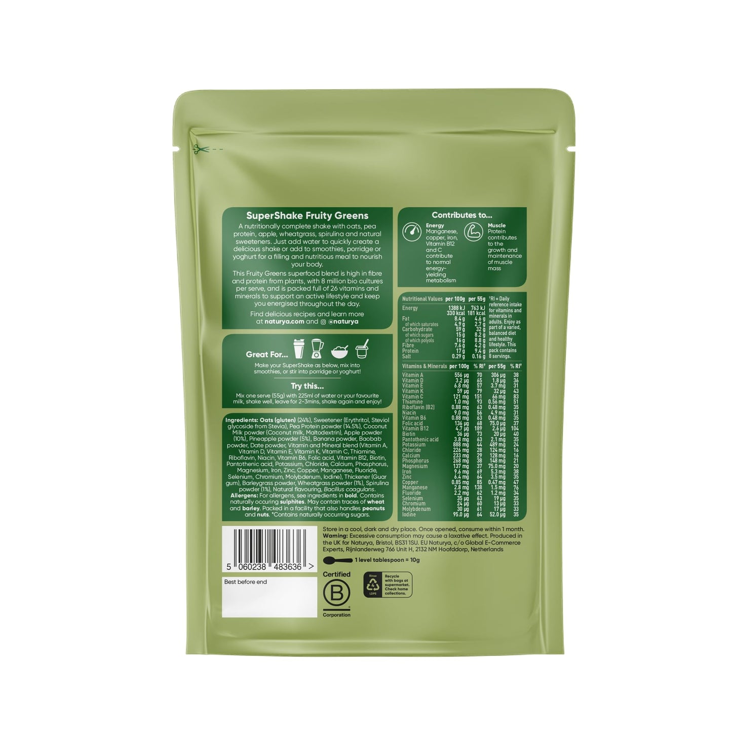 Naturya SuperShake Fruity Greens 440g