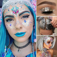 ZDHSOY Body Glitter - Face Glitter, Mermaid Face Glitter Gel, Singer Concerts Sequins Glitter Face Paint, Chunky Glitter for Eye Lip Hair, Sparkling Holographic Gel for Women (Blue)
