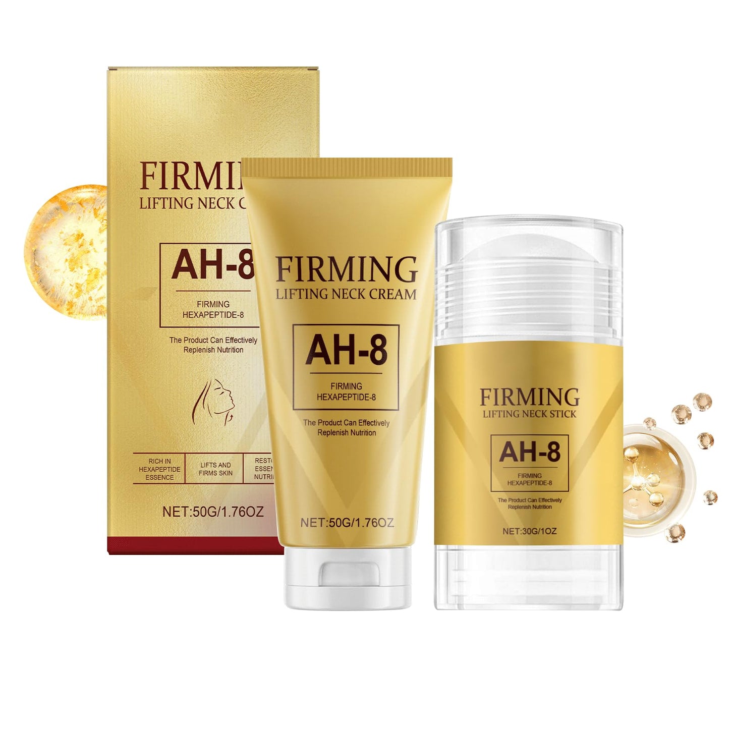COWANIEE 50g Ah-8 Firming Neck Cream + 30g Neck Care Stick- Neck Creams Set for Sagging and Tightening- Lift Sagging Skin
