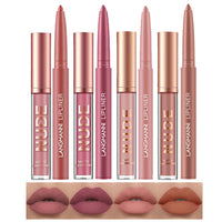 LANGMANNI 4pcs Matte Lipstick with Lipliners Durable Makeup Set,Long-Lasting Non-Stick Cup Not Fade Waterproof Pigmented Velvet Lipgloss Kit Beauty Cosmetics Makeup Gift for Girls(#12811)